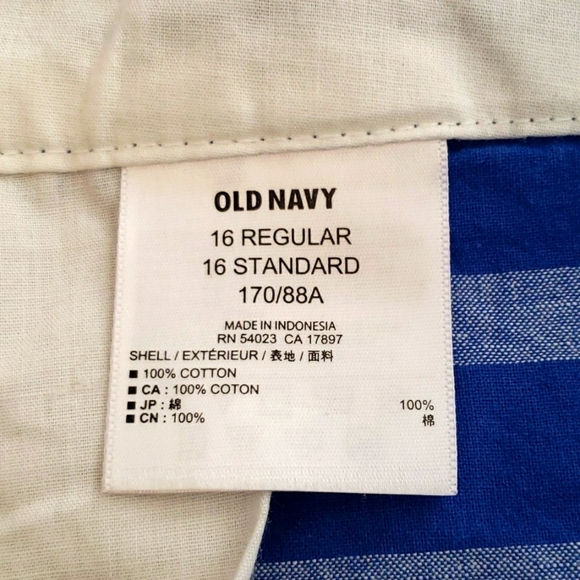 Old Navy Blue Striped 100% Cotton Shorts Size 16 - Picture 8 of 11